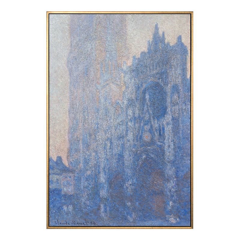 Monet Rouen Cathedral Wall Art Traditional Textured Canvas Print in Pastel Color