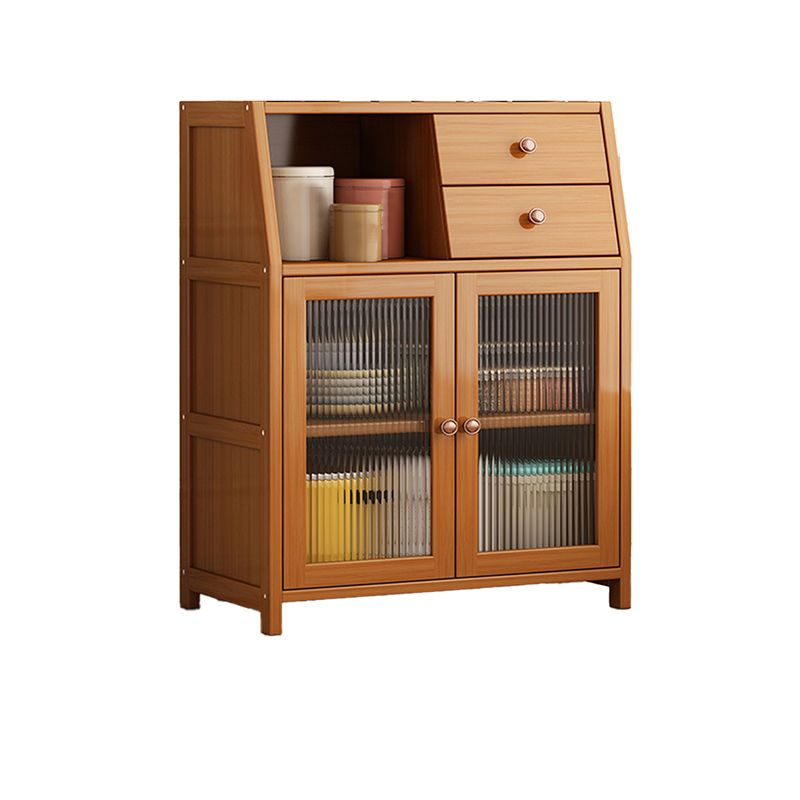 Modern Rectangle Accent Cabinet Brown Wood Knobs Side Cabinet with Doors