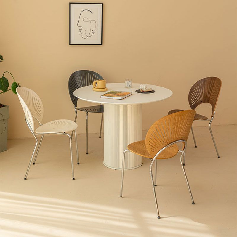Silla lateral de comedor con respaldo abierto de estilo industrial, sillas de comedor de metal para el hogar