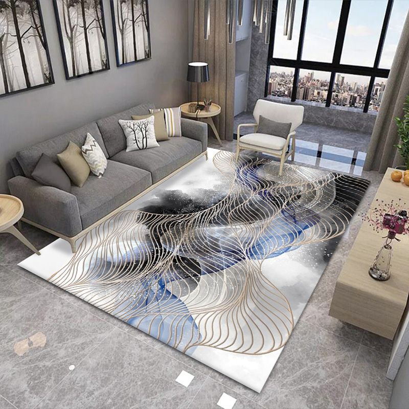Modern Indoor Rug Abstract Pattern Creative Area Rug Polyester Stain Resistant Rug for Living Room