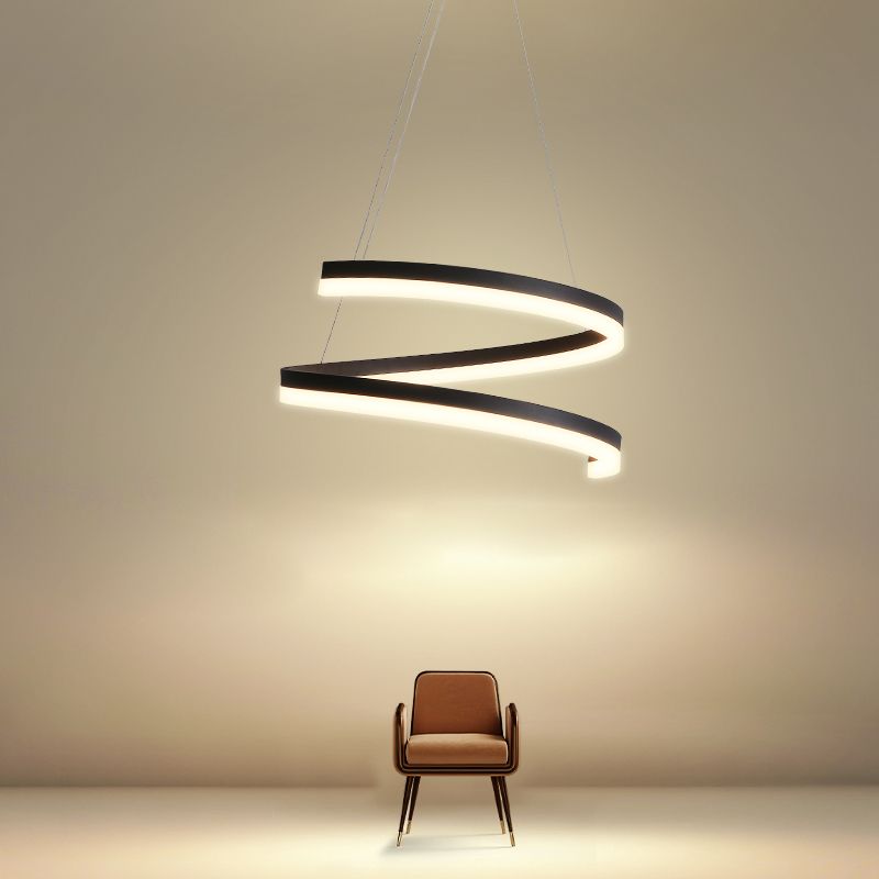 Twisted Strip Shape Pendant Lighting Nordic-Style LED Metal Suspension Light