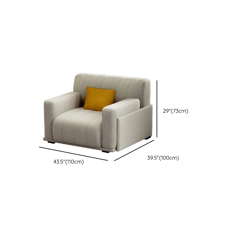 Fabric Square Arm Sofa with Pillows Standard Seating in White
