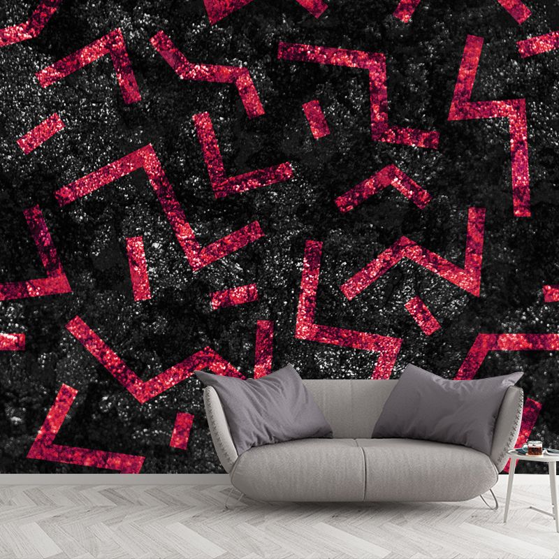 Huge Maze Lines Foil Mural Dark Color Non-Woven Material Wall Covering, Washable, Custom Made