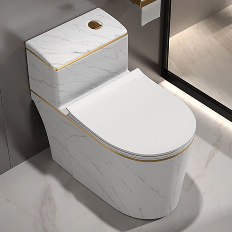 Traditional All-In-One Toilet Bowl Siphon Jet Toilet with Soft-Close Seat for Bathroom