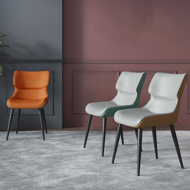 Sillas de comedor de cuero estilo moderno Butacas Parsons con respaldo (juego de 2)
