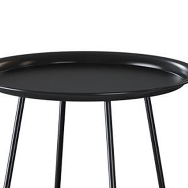 Mid-Century Metal 4 Legs with Shelf Round Double Tier Living Room End Table