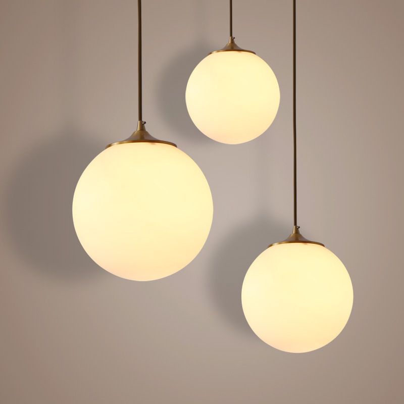 Contemporary Hanging Ceiling Light Global 1-Light White Glass Ceiling Pendant Light