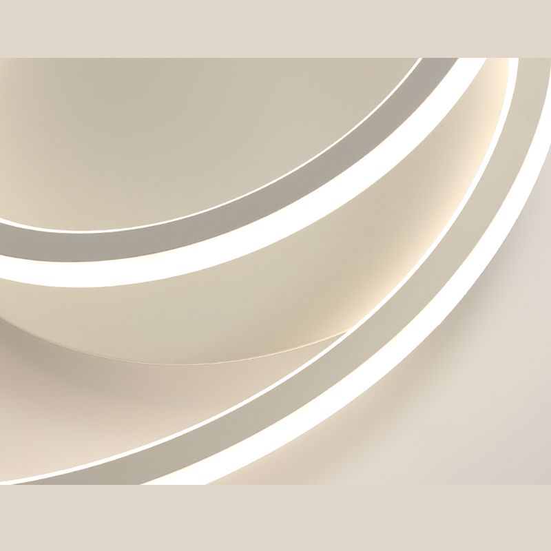 1-Light Ribbon Led Flush Mount Fixture Modern Style Metal Semi Mount Lighting