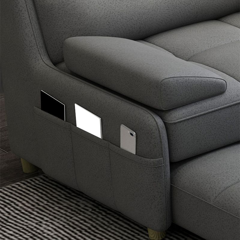 39"H Scandinavian Futon Sofa Bed Folding Gray Leather Futon Sleeper Sofa