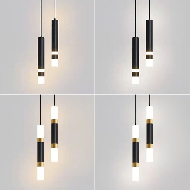 Luce a sospensione a sospensione in metallo cilindrico Light a ciondolo a LED moderno per camera da letto