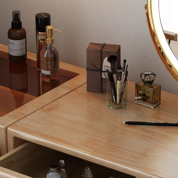 Scandinavian Dressing Table with Drawers Solid Wood Makeup Counter