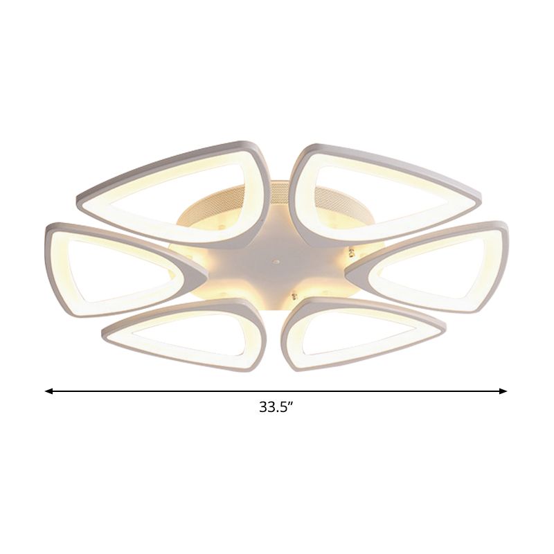 Acrylic Triangle LED 5/6/12-Head Flush Ceiling Light Simplicity 19.5"/29.5"/33.5" Wide Flush Mount in Warm/White/Natural Light