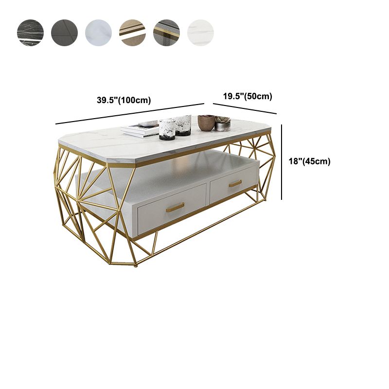 Contemporary Frame with Drawer Rectangular Single Coffee Table