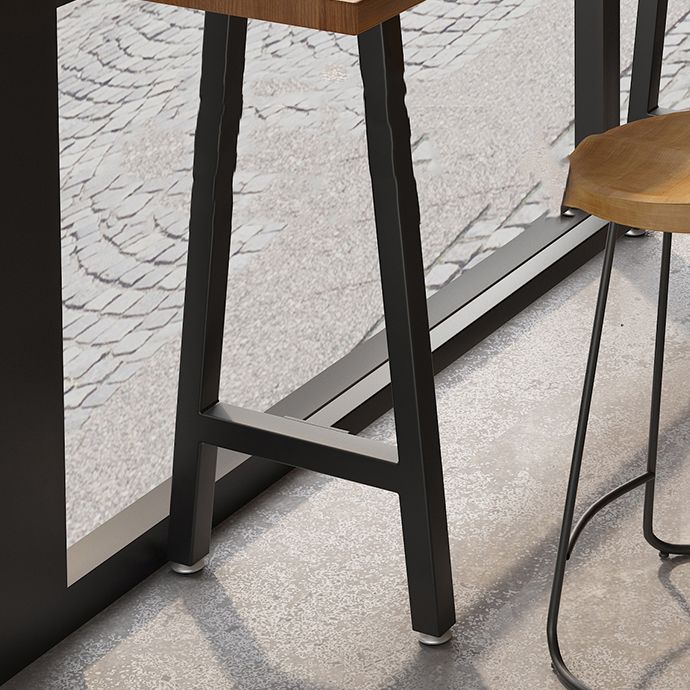 Indoor Rectangle Pub Set 1/6 Pcs Solid Wood Bar Table and Stools