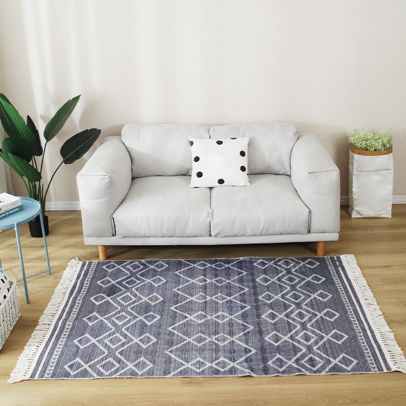 Stijlvolle boho chic tapijt multicolor geometrisch vloerkleed machine wassen tassel-getrimde tapijt voor huis