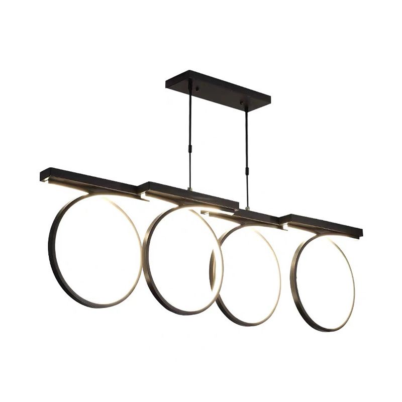 Finitura nera/oro lampadario a bordo a 4/anelli a 4/anelli moderno moderno lampada a soffitto a mano metallica a LED