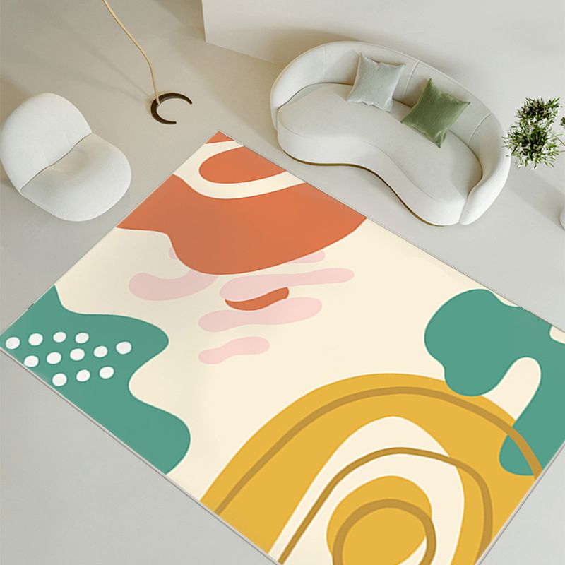 Nordic Modern Rug Polyester Color Block Rug Tear Resistant Rug for Living Room