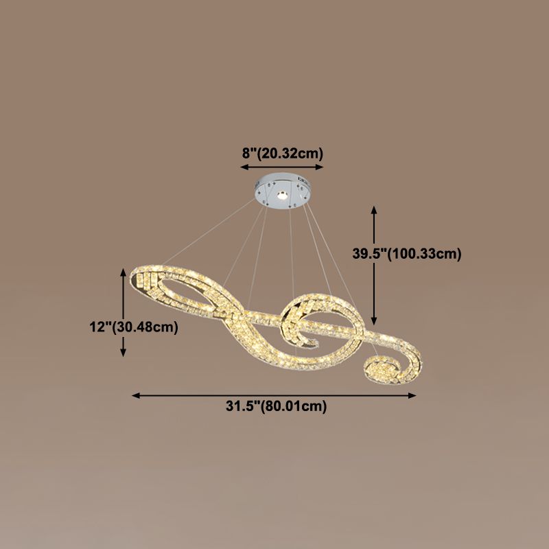 Contemporary Pendant Lights Note Shape Island Lights Crystal 2 Light for Kitchen Island