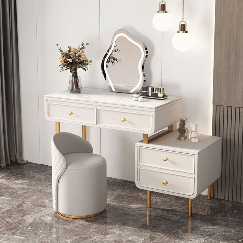Bedroom Make-up Vanity in White/Grey Stone Top Dressing Table