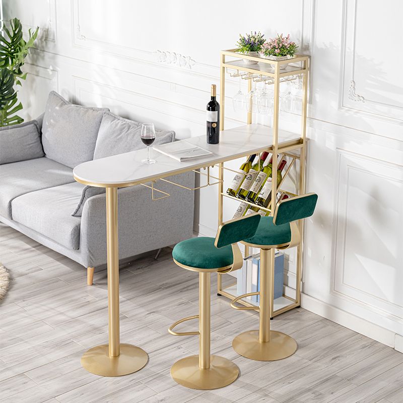 Modern 1/3 Pieces Bar Table Set Stone Counter Table with High Stools for Kitchen