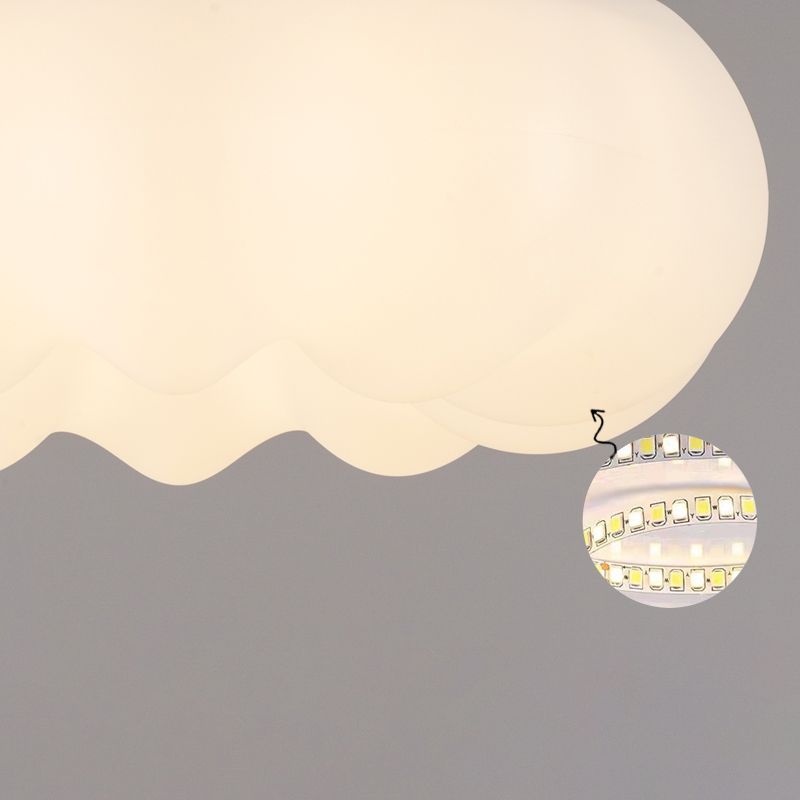 White Modern Metal Flush Mount Pumpkin Shape Ceiling Light with Plastic Shade for Bedroom