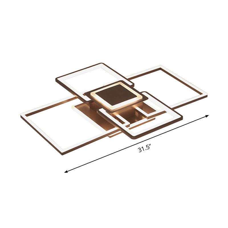 Frame Flush Mount Simple Acrylic 21.5"/25.5"/31.5" Wide LED White/Coffee Ceiling Light Fixture in Warm/White Light