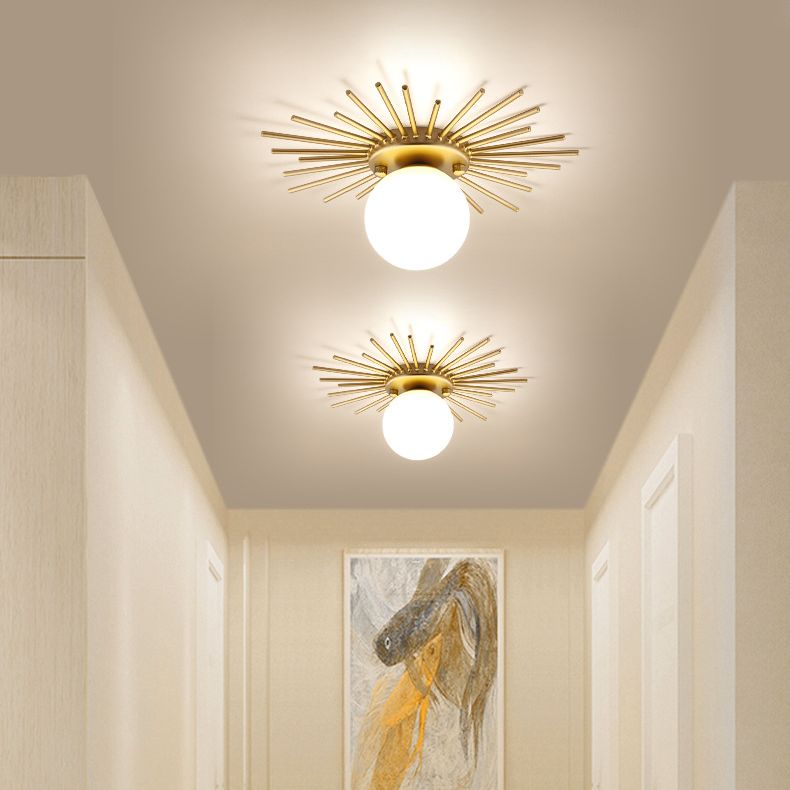 Gelakt Iron Ceiling Light in Modern Concise Style Globe Glas Flush Mount voor Corridor
