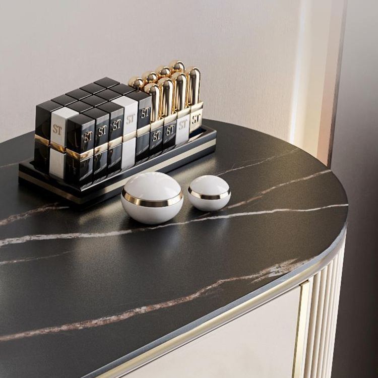 Modern 31.49 " H 2-Drawer Dressing Table Slate Top Vanity Stool