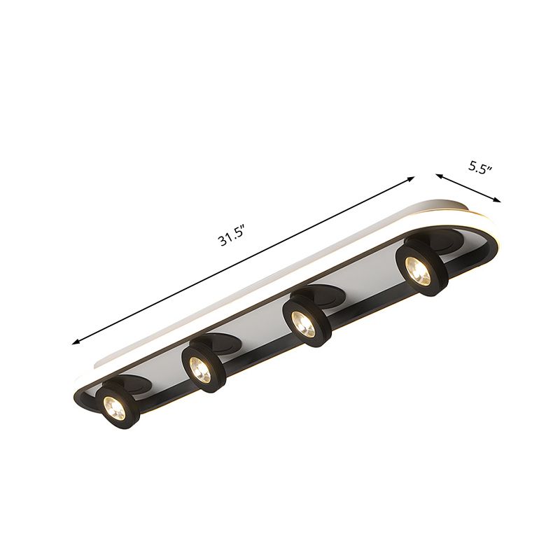 Rectangular Flush Lighting Modern Acrylic 4/6/8 Lights Black Flush Ceiling Lamp in Warm/White Light for Living Room
