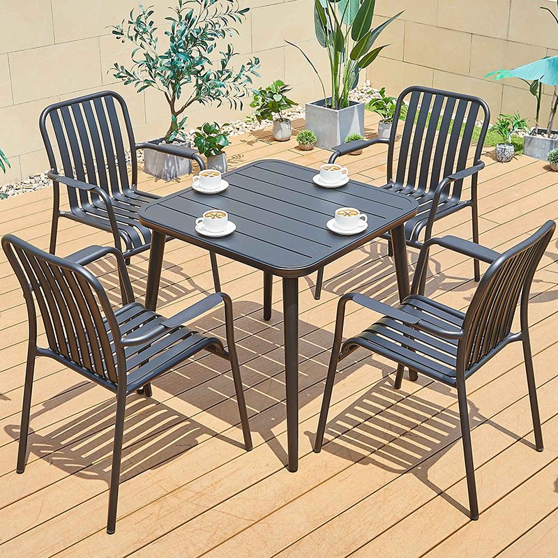 Water Resistant Dining Armchair Metal Stacking Industrial Armchair