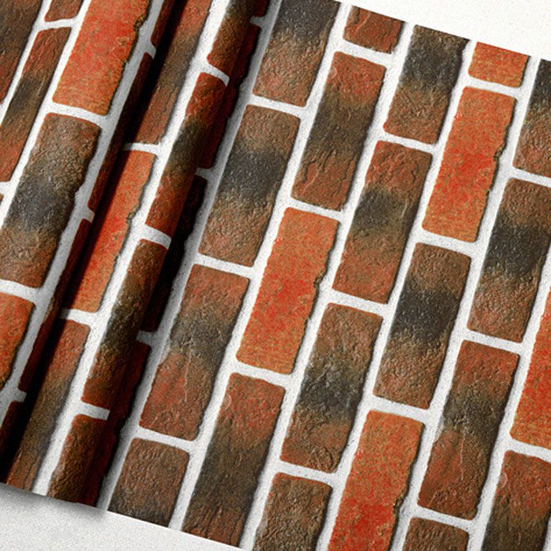 Wanddecoratie met baksteeneffect in natuurlijke kleuren, industriële niet-geplakte behangrol voor koffiebar