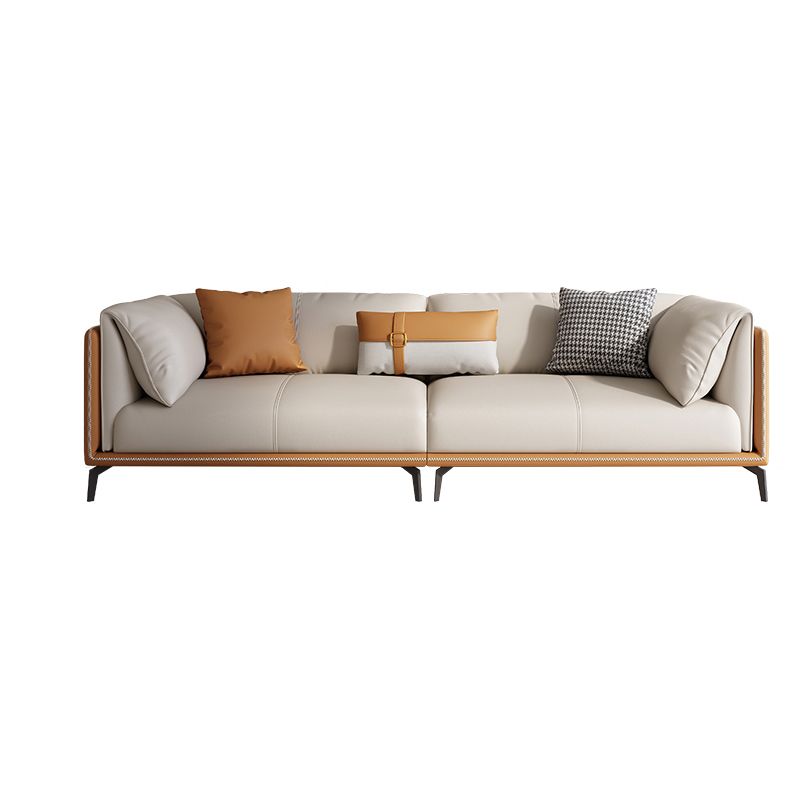 Contemporary Cushions Standard Pillow Top Arm Genuine Leather Sofa