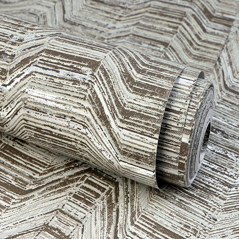 Modern Wave Line Wallpaper for Living Room 33' L x 20.5" W Wall Decor in Brown-Beige