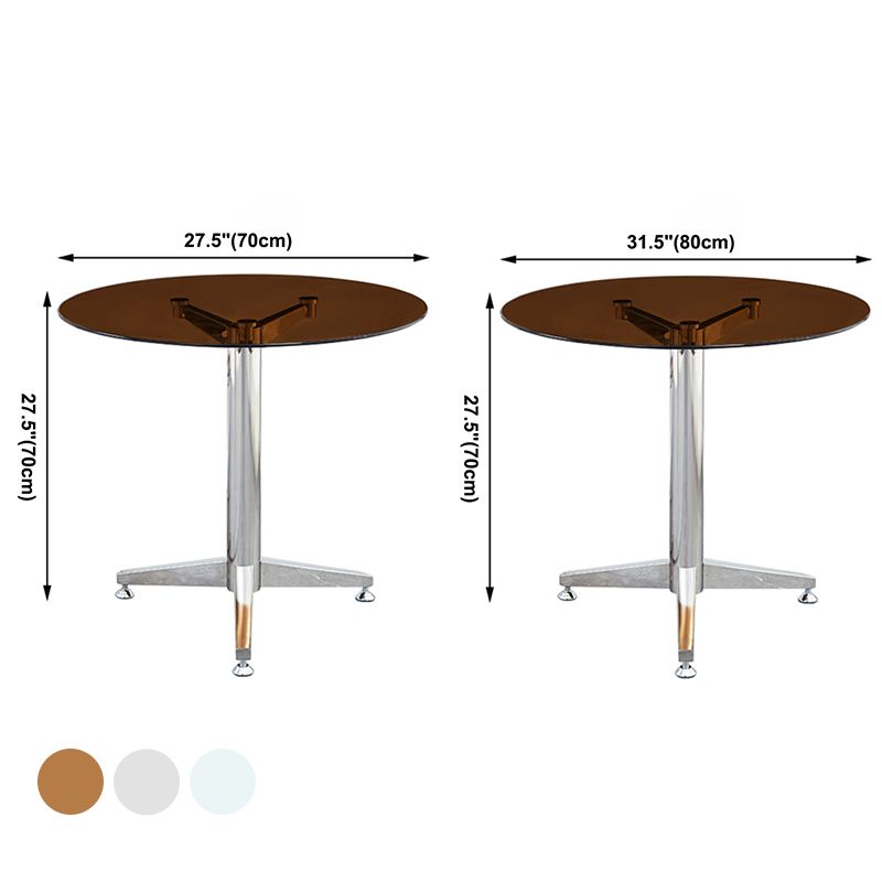 Round 3 Legs Minimalist Style Dining Table Three-Color Fixed Table of Glass