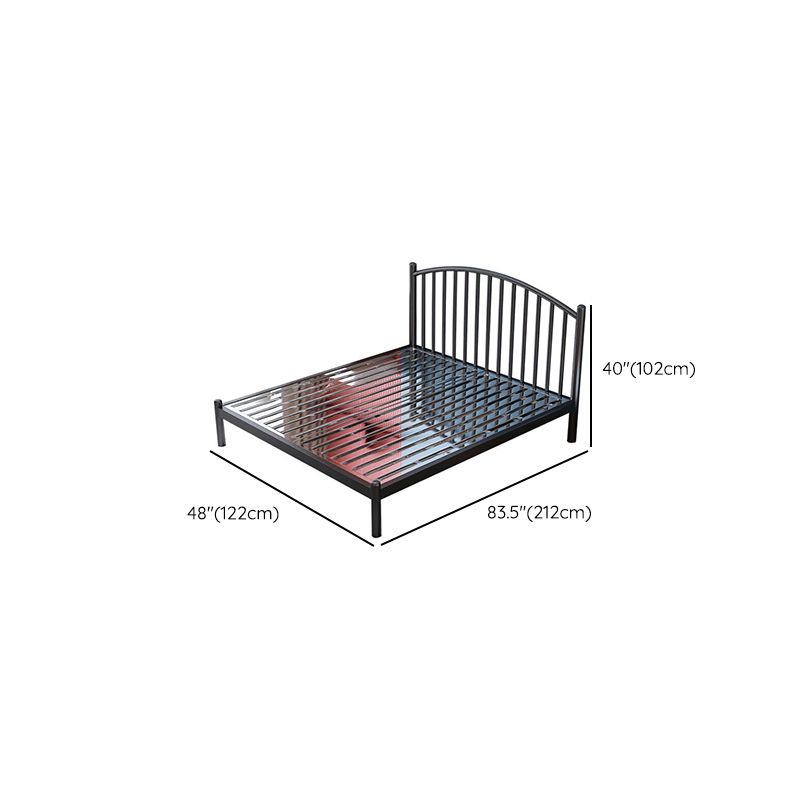 Metal Bed Frame in Stainless Steel 40.16" H Open-Frame Bed with Headboard