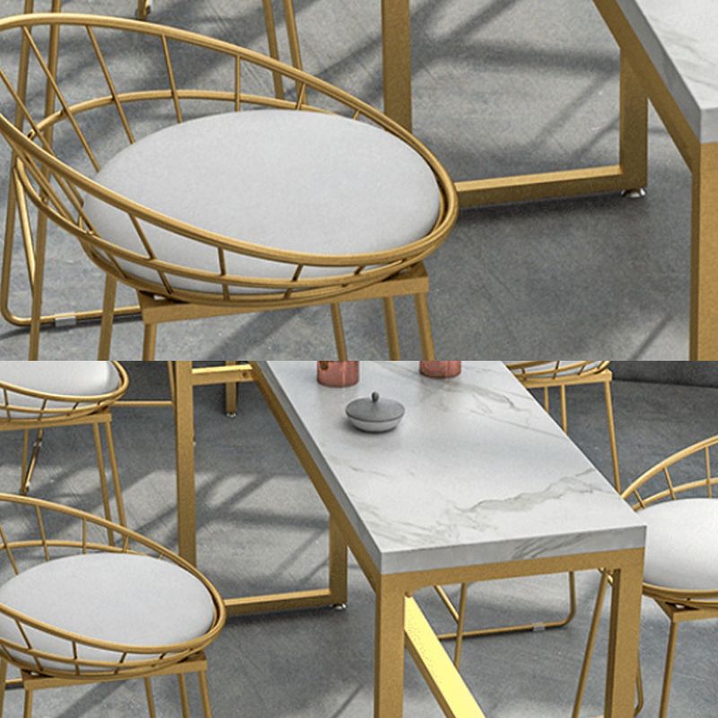 Faux Marble Bar Table Set Glam Style 1/3/5 Pieces Rectangle Counter Table