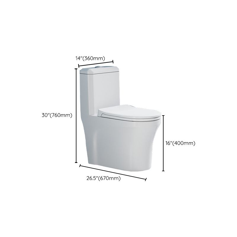 Glossy White Toilet with Glazed Surface Modern All-In-One Toilet Bowl
