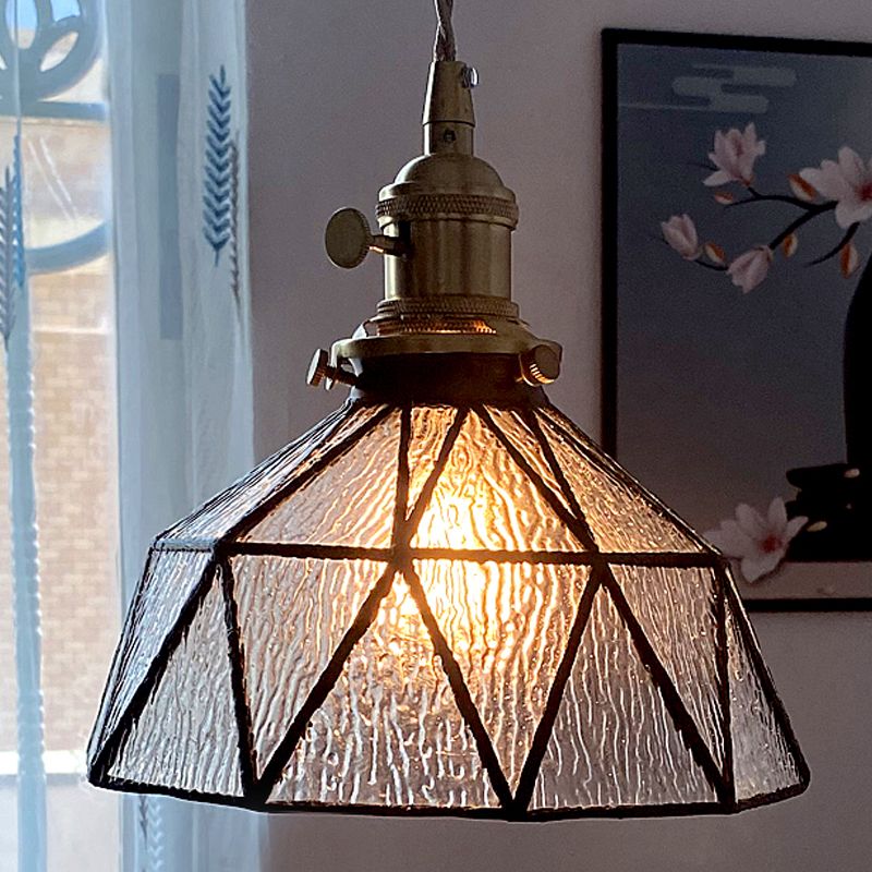 Luce a sospensione di vetro geometrica 1 illuminazione giù per il corridoio