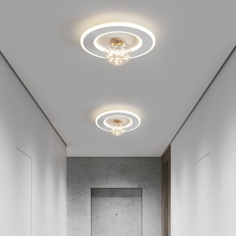 Modern Geometric Flush Light Fixture Metal 2 Light Flushmount Lighting