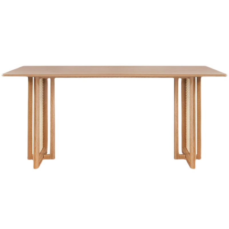 Modern Oak Table for Restaurant Rectangle Dining Table with Double Pedestal