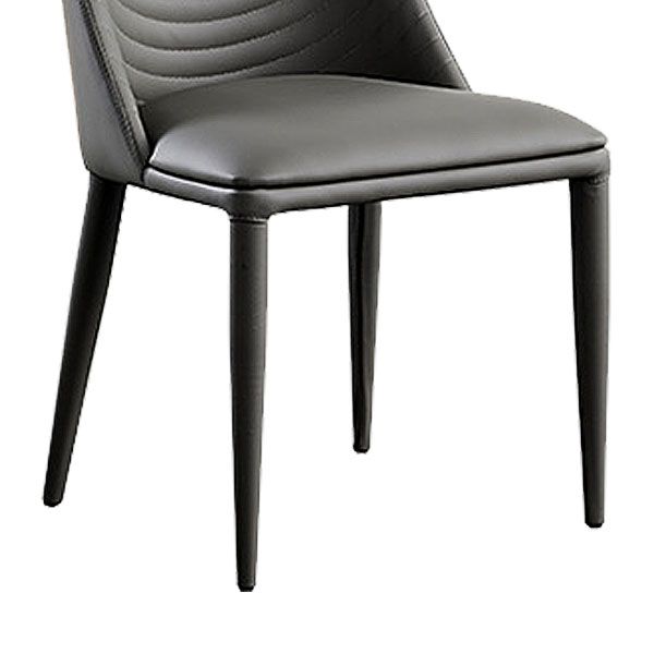 Silla sin brazos curvada de cuero moderna con acabado mate Parsons