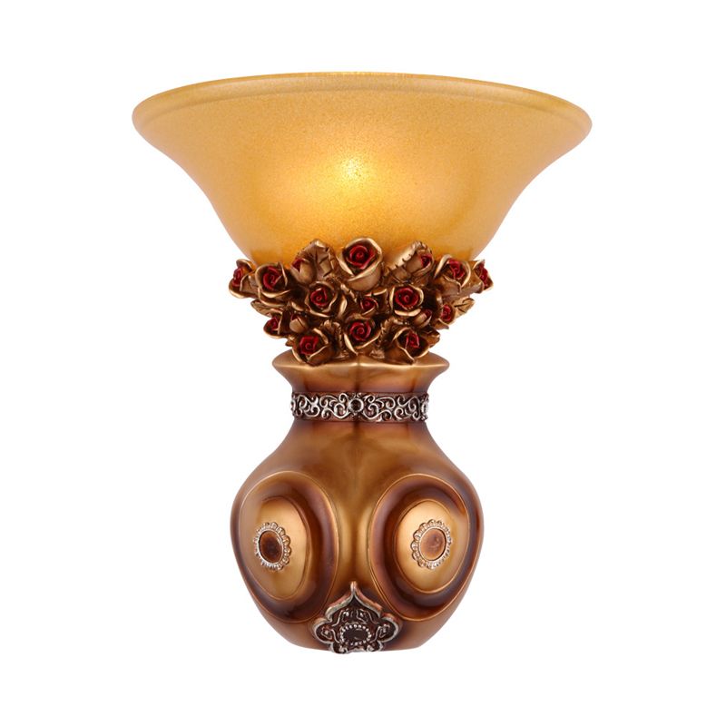 Vintage Vase Wall Sconce Light 1 Head Resin Bronze Finish Wall Mount Light Fixture