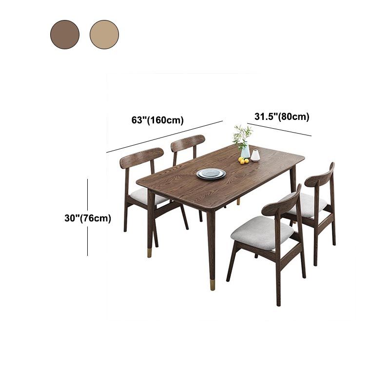 Rectangular Solid Wood Dining Table Modern Natural-brown Furniture with 4 Legs for Home