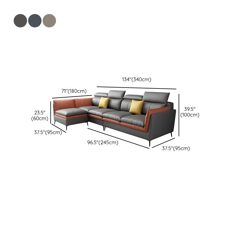 Scandinavian Faux Leather Seating Living Room Flared Arm Cushions sofa