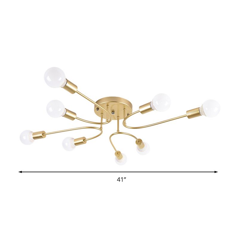 Starburst Semi Flush Mount Lighting Nordic Metal 6/8/10 Lichter Weiß/Gold/Schwarz Deckeneinbauleuchte für Schlafzimmer