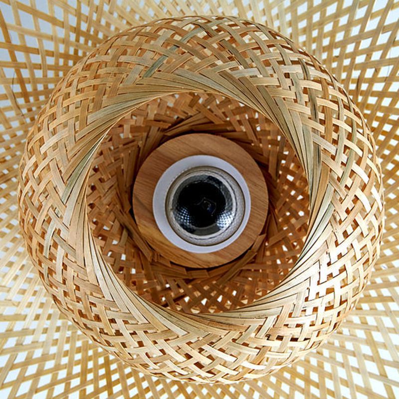 Japanse stijl bamboe inbouw 1-lichts plafondlamp voor eetkamer