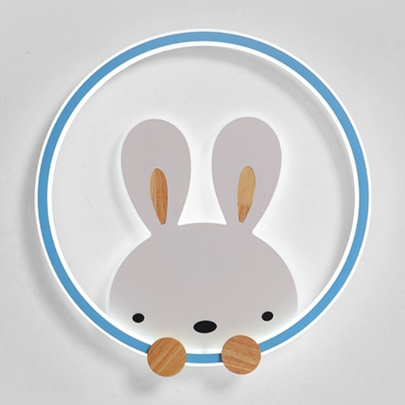 Metal Rabbit Ceiling Light Fixture Kids Style LED Flush Mount Ceiling Light