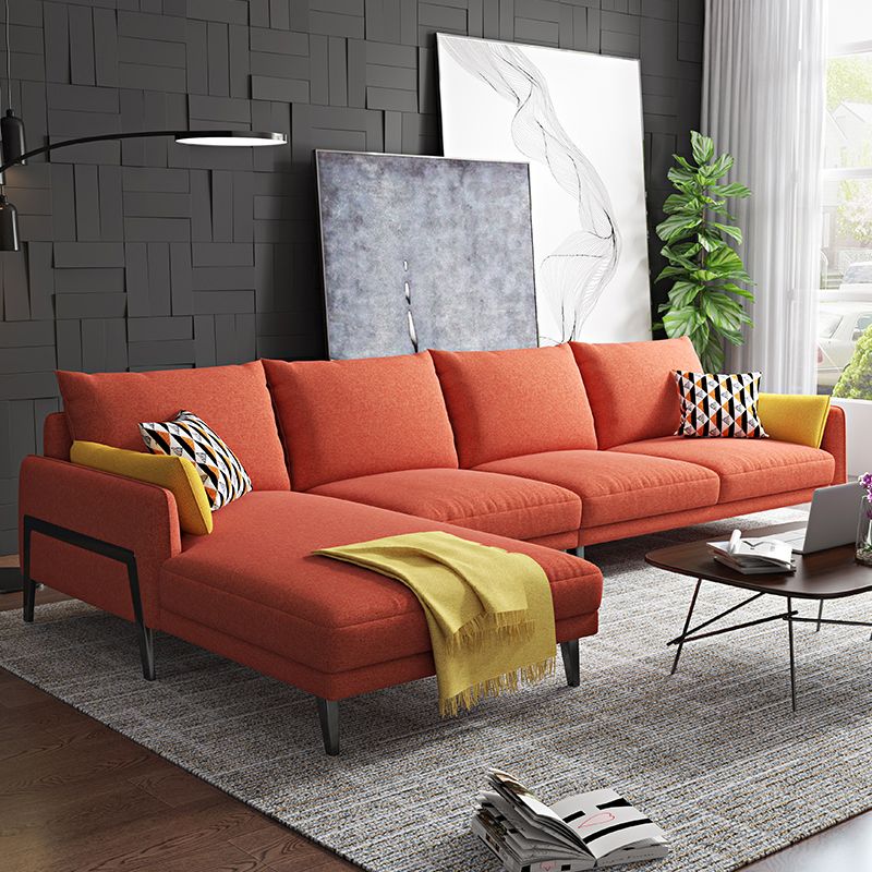 Modern Sectional with Linen Blend Pillow Back and Pillow Top Arms for 4 People