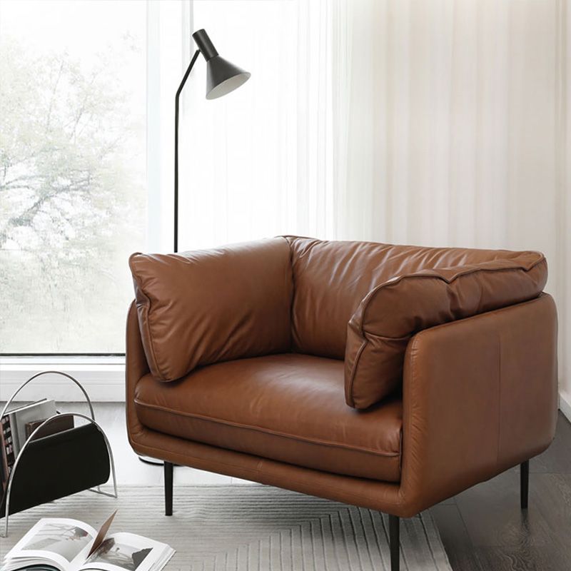 Faux Leather Sofa 31.49" High Tuxedo Arm Sofa with Loose Back