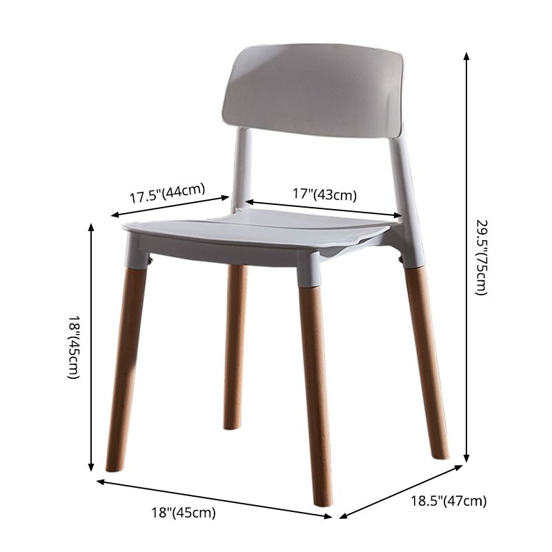 Modern Square Open Back Dining Chair Plastic Stackable Side Dining Chairs for Kitchen